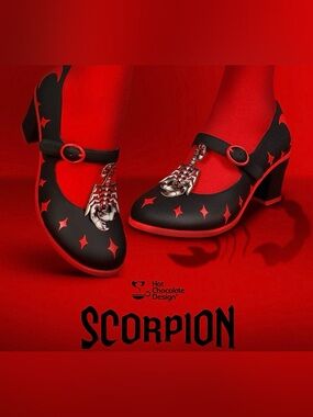 NIB Hot Chocolate Design Dark Chocolate Scorpion Mary Jane Mid Heels Size 10